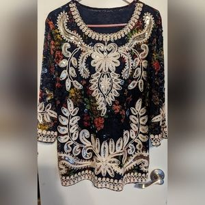 Women's lace sequin blouse Sz 12